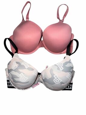 Lot of 2: PINK Victoria's Secret Wear Everywhere Push-Up Bras 34DD